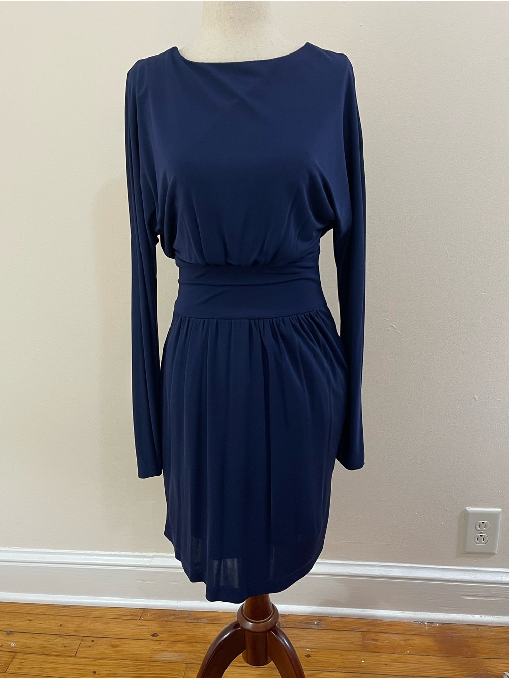 Radenroro New York Navy Open Back Long Sleeve Dress Size 2 Made in USA